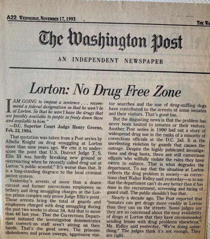 Lorton: No Drug Free Zone