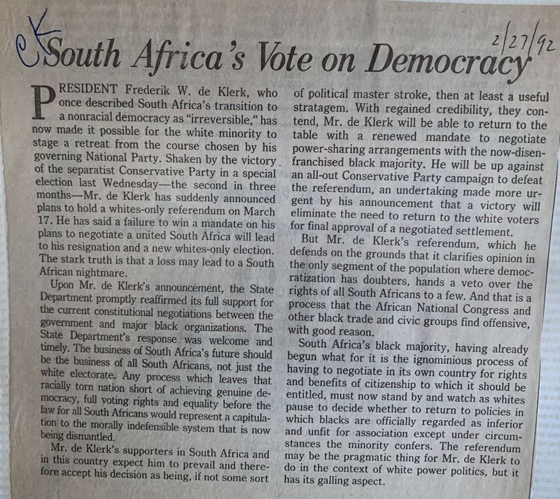 South Africa's Vote on Democracy