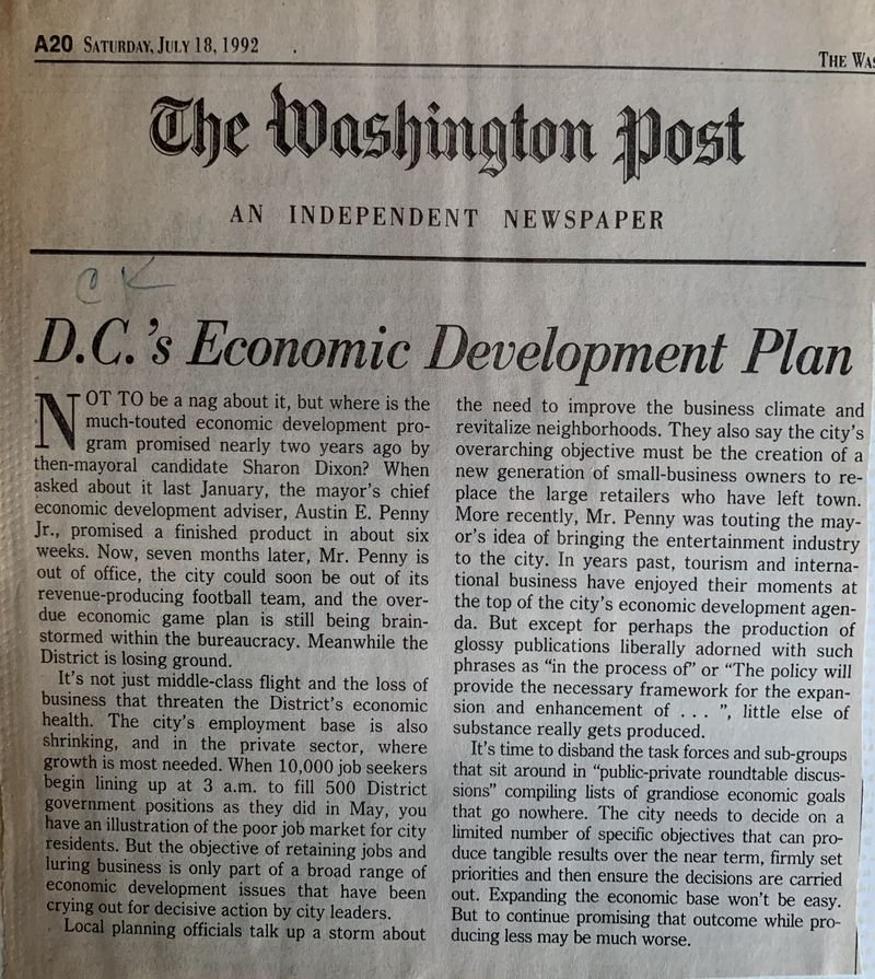 D.C.'s Economic Development Plan