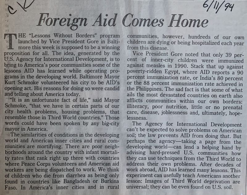 Foreign Aid Comes Home