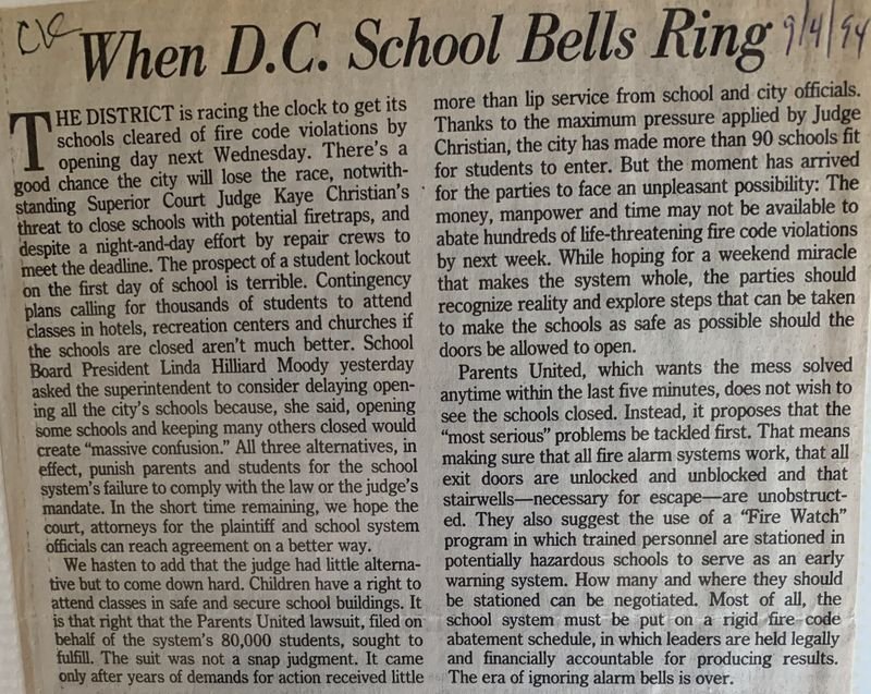 When D.C. School Bells Ring