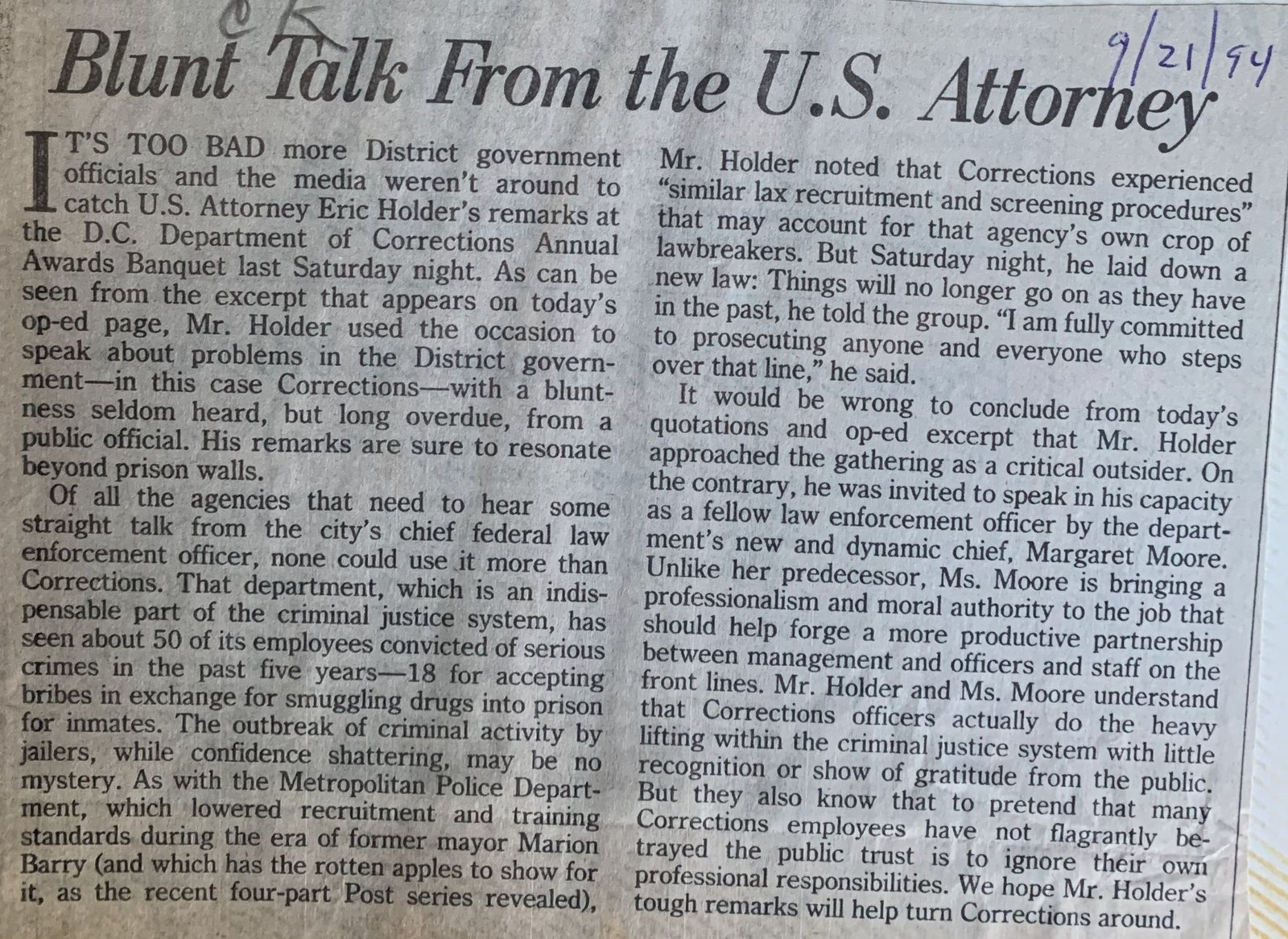 Blunt Talk From the U.S. Attorney