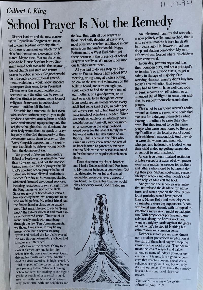 School Prayer Is Not the Remedy