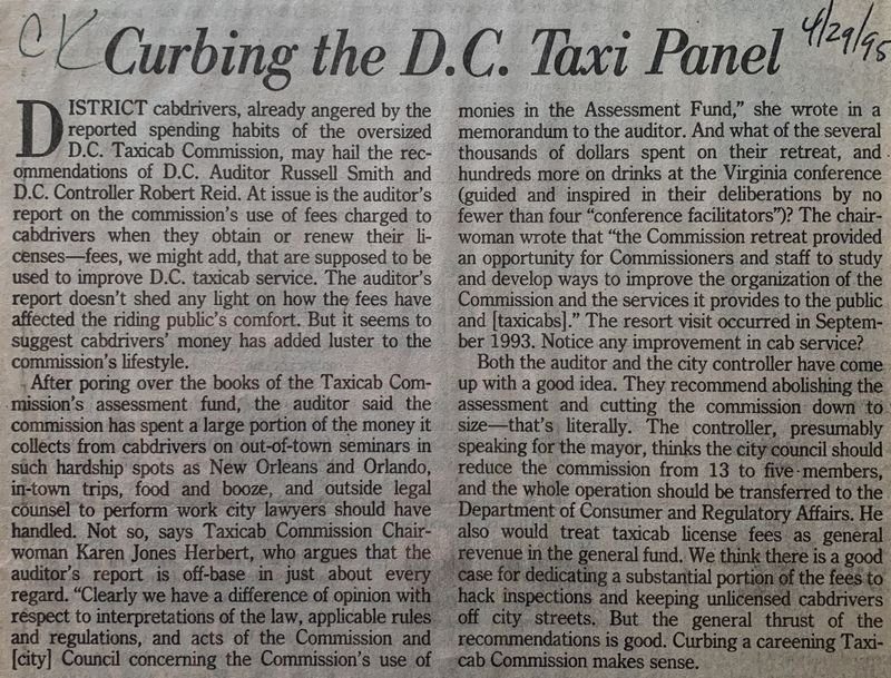 Curbing the D.C. Taxi Panel