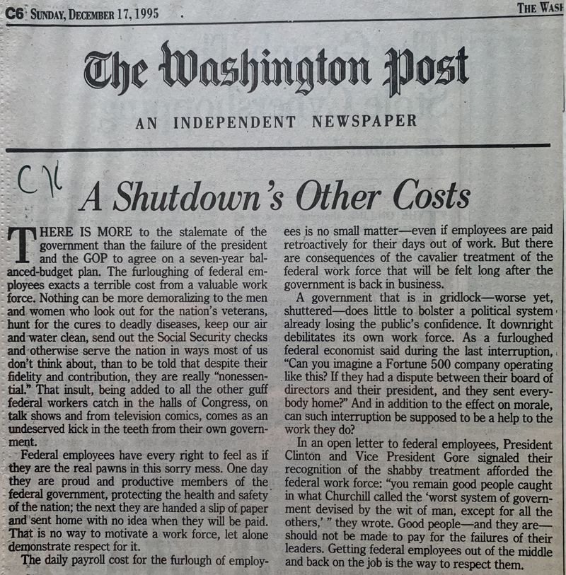 A Shutdown's Other Costs