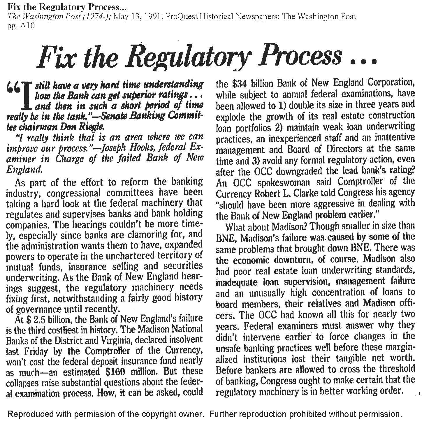 Fix the Regulatory Process ...
