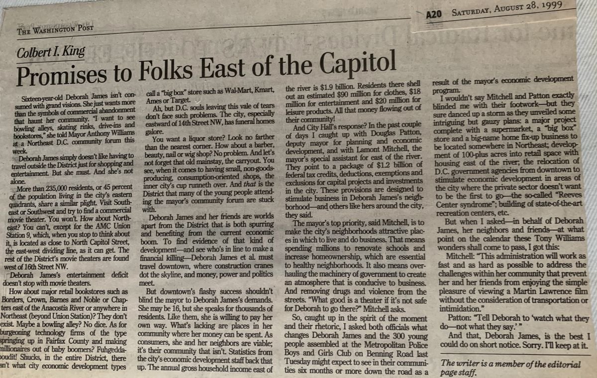 Promises to Folks East of the Capitol