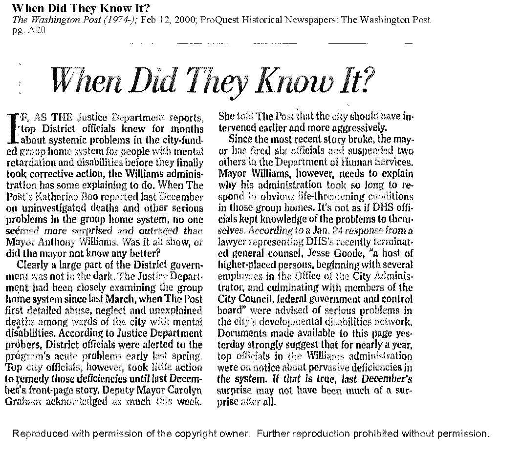 When Did They Know It?