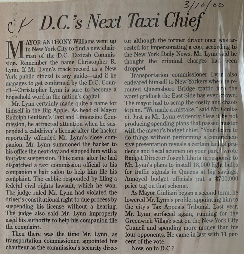 D.C.'s Next Taxi Chief