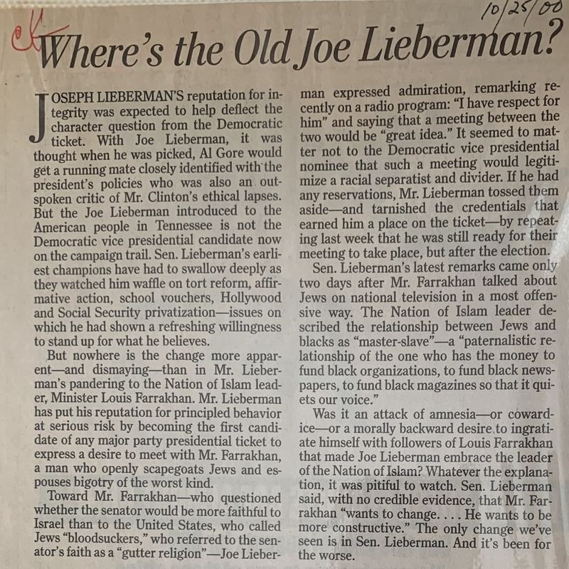Where's the Old Joe Lieberman