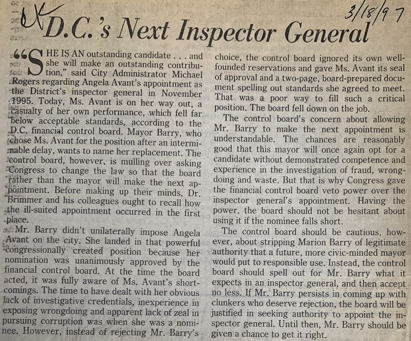 D.C.'s Next Inspector General
