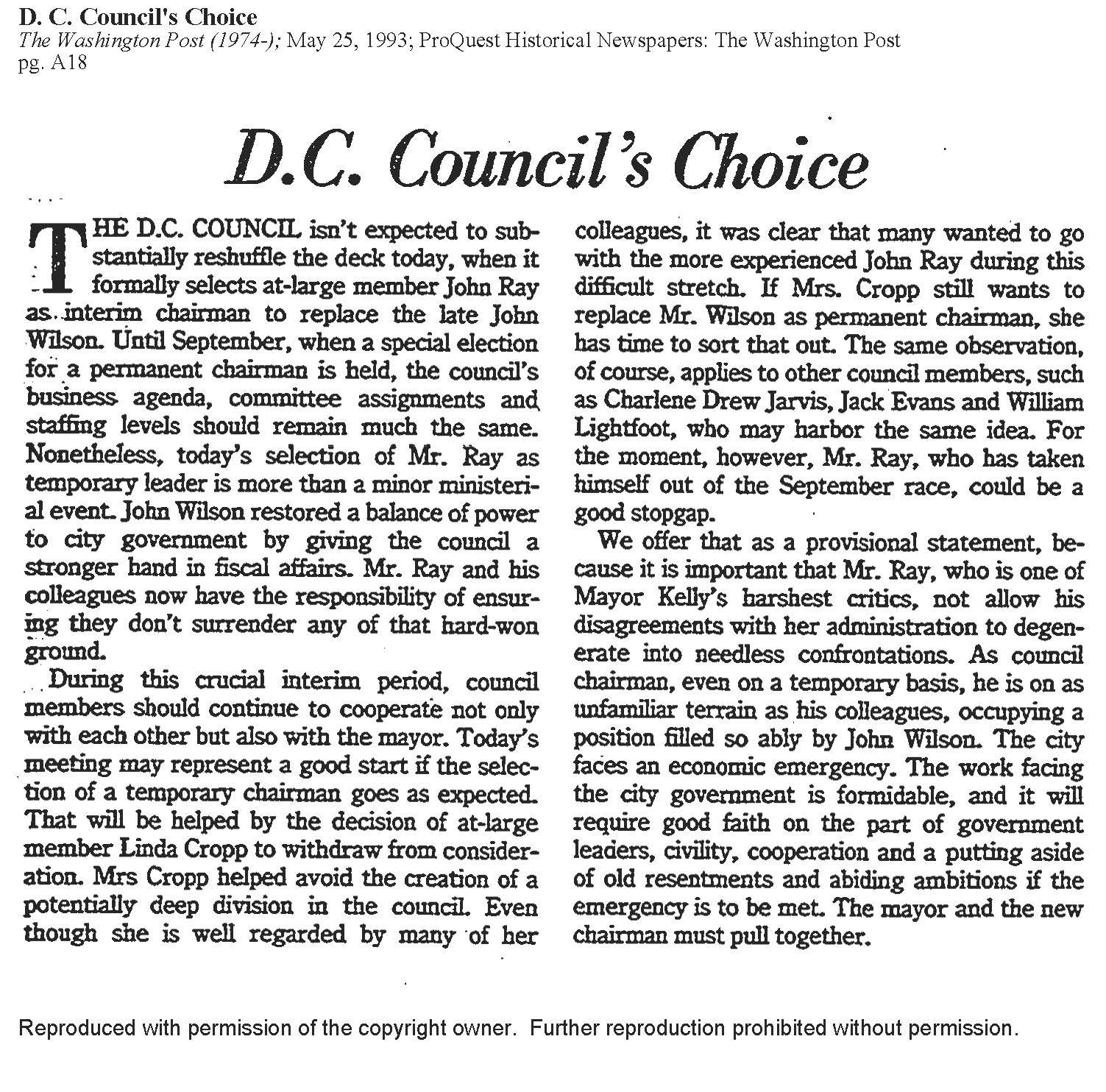 The D.C. Council Choice
