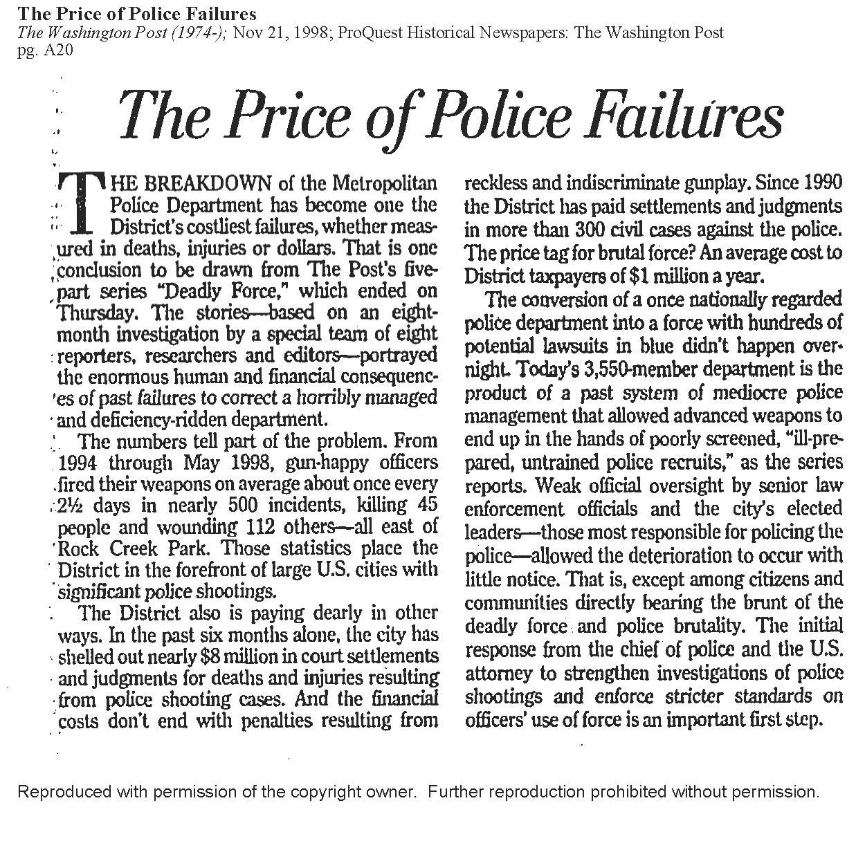The Price of Police Failures