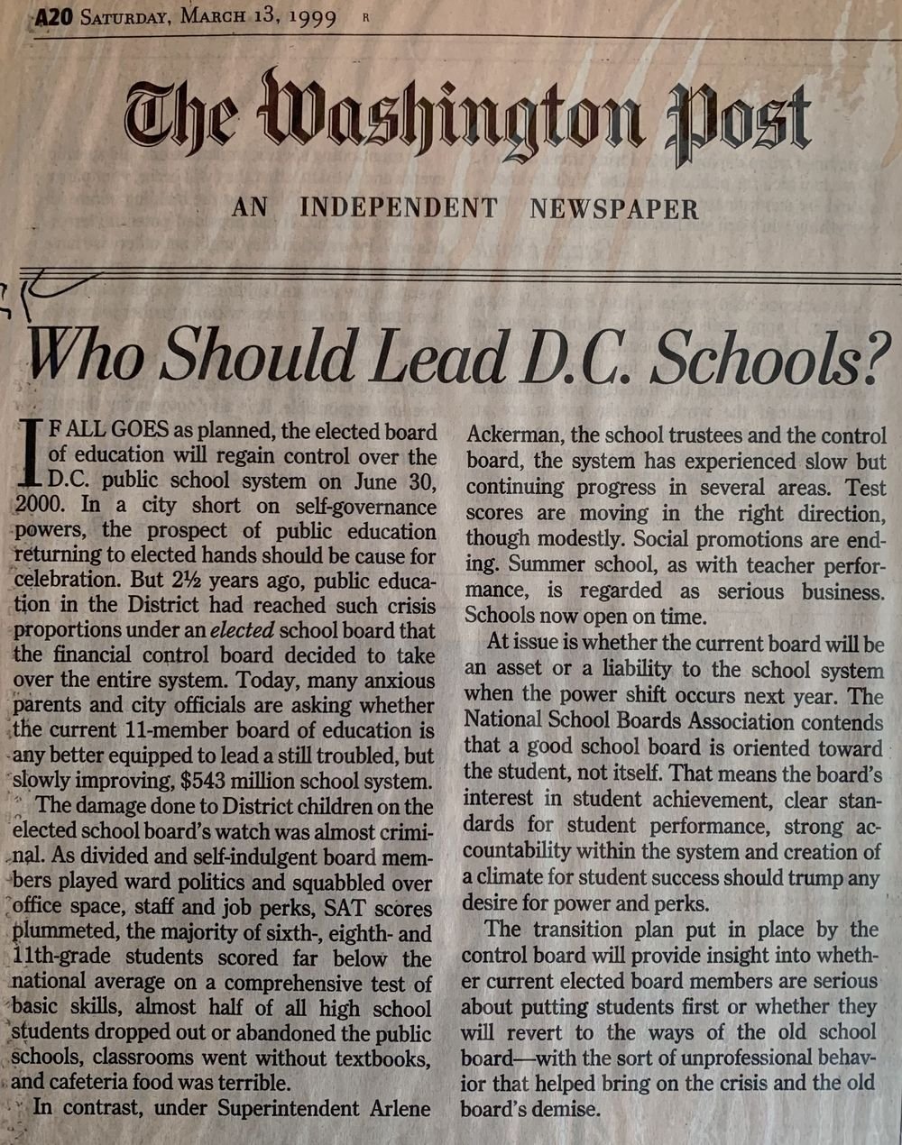 Who Should Lead D.C. Schools?
