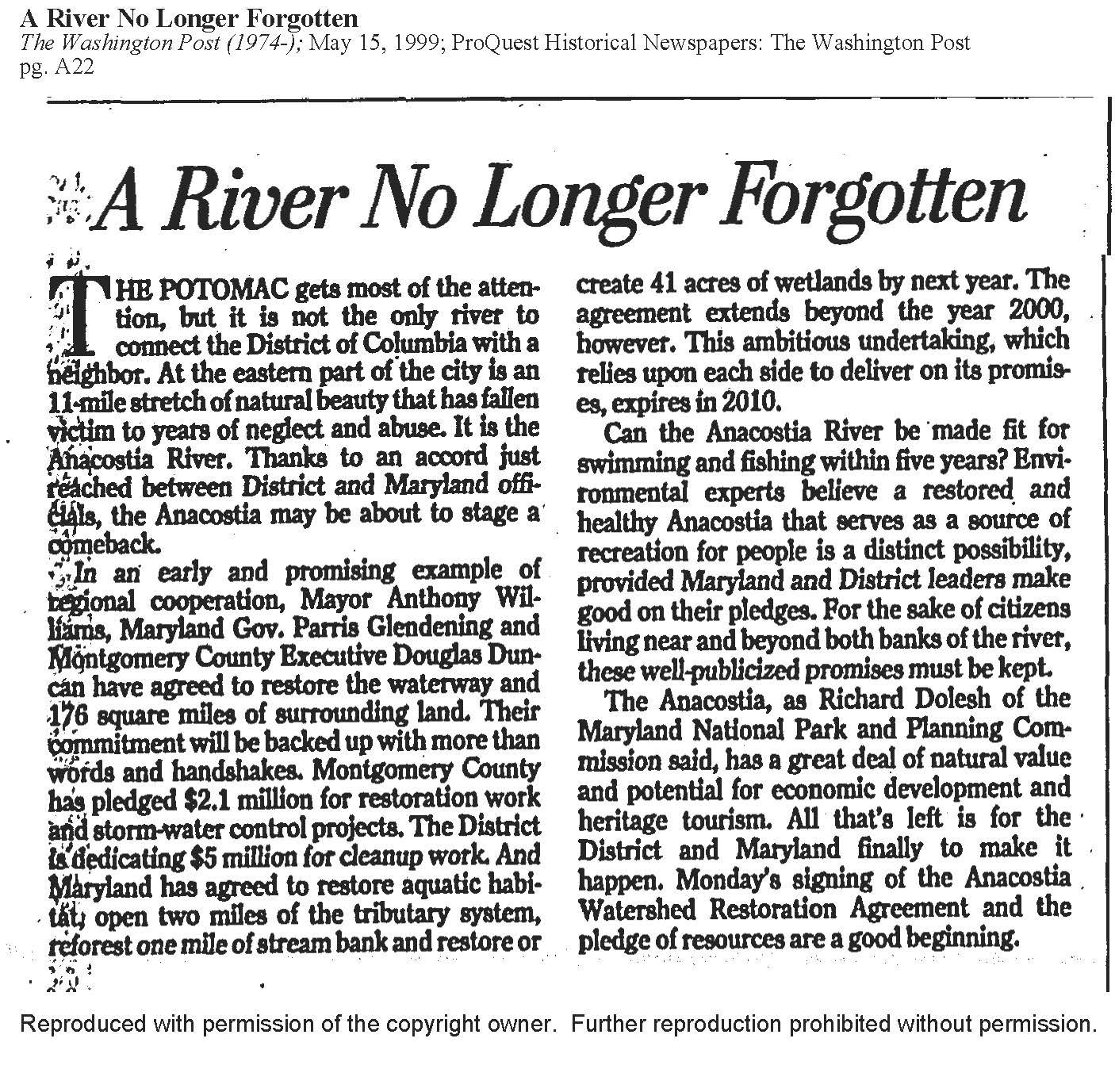 A River No Longer Forgotten