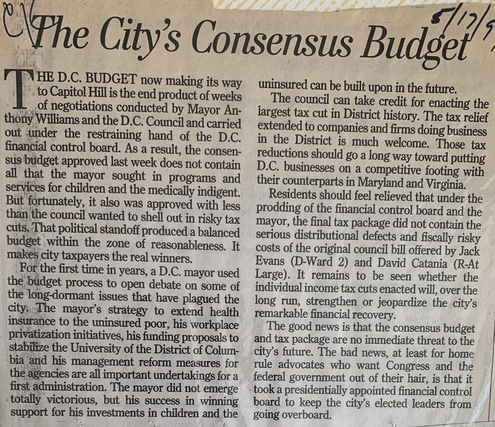 The City's Consensus Budget