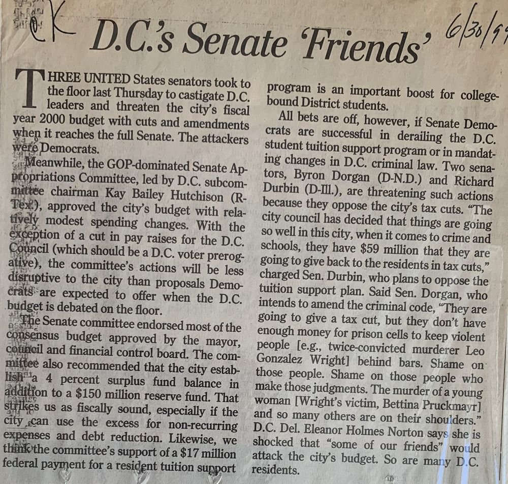 D.C.'s Senate 'Friends'