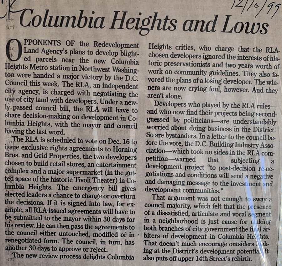 Columbia Heights and Lows