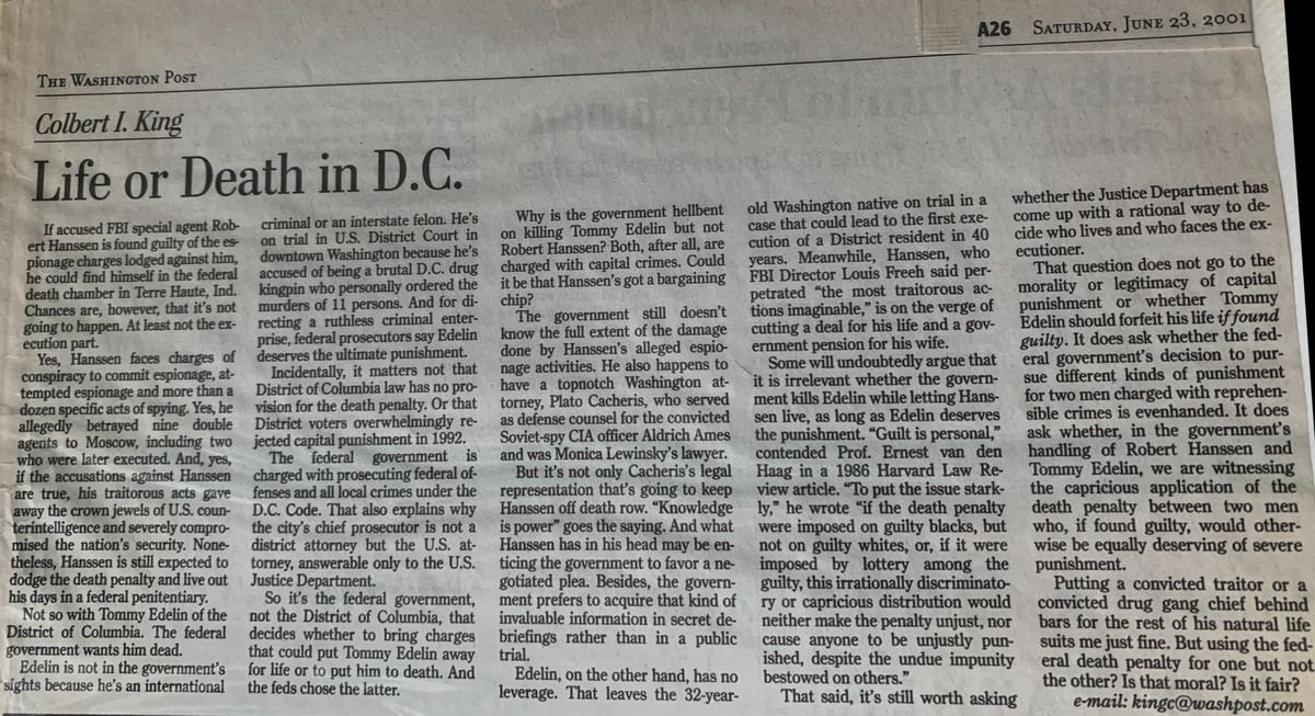 Life or Death in D.C.