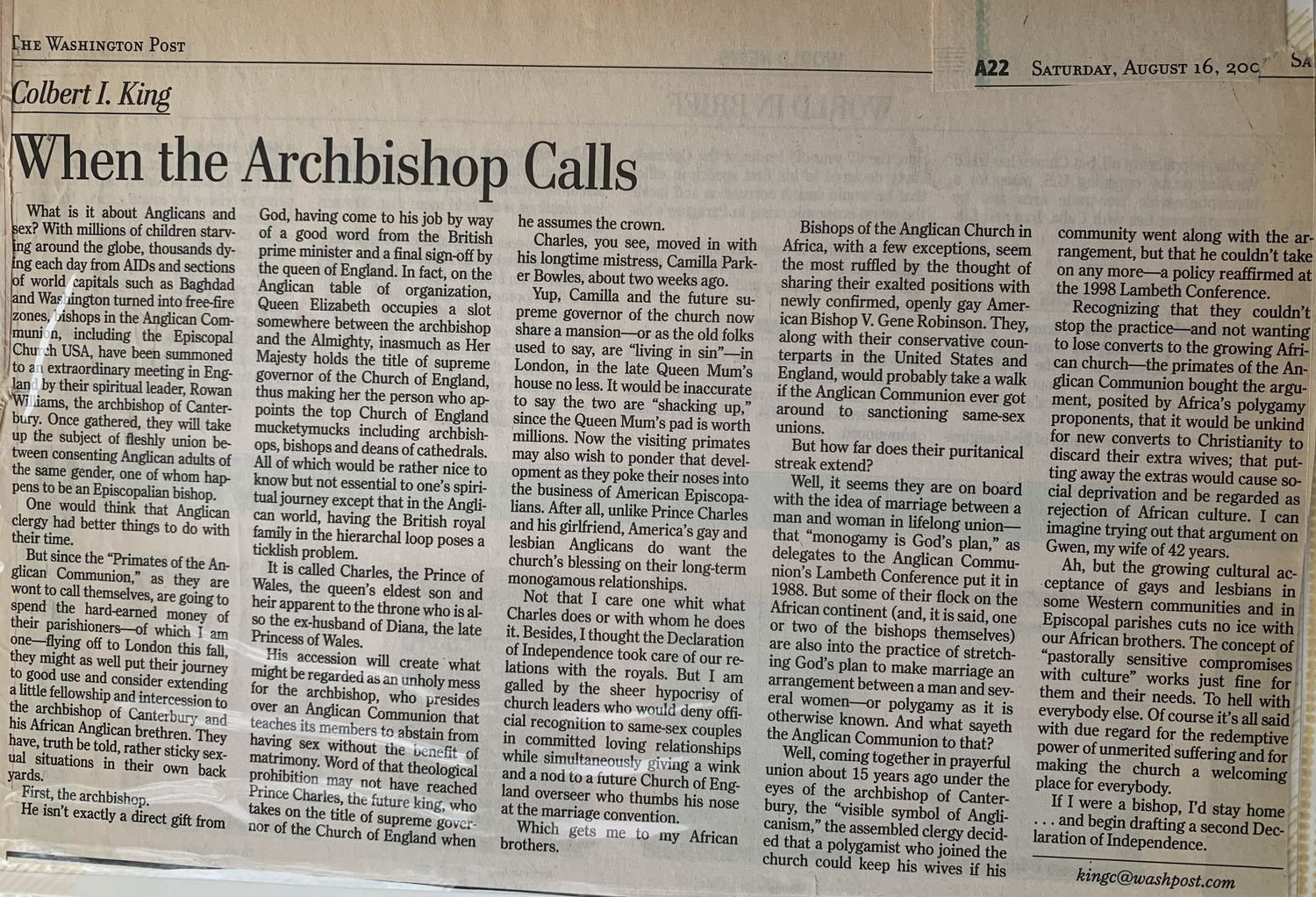 When the Archbishop Calls