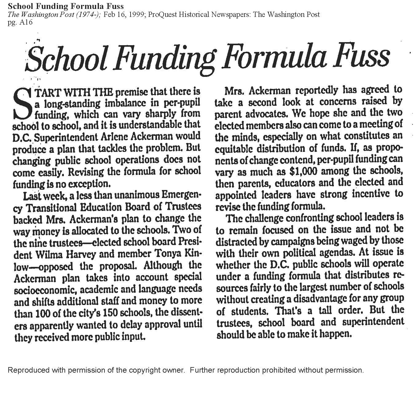 School Funding Formula Fuss