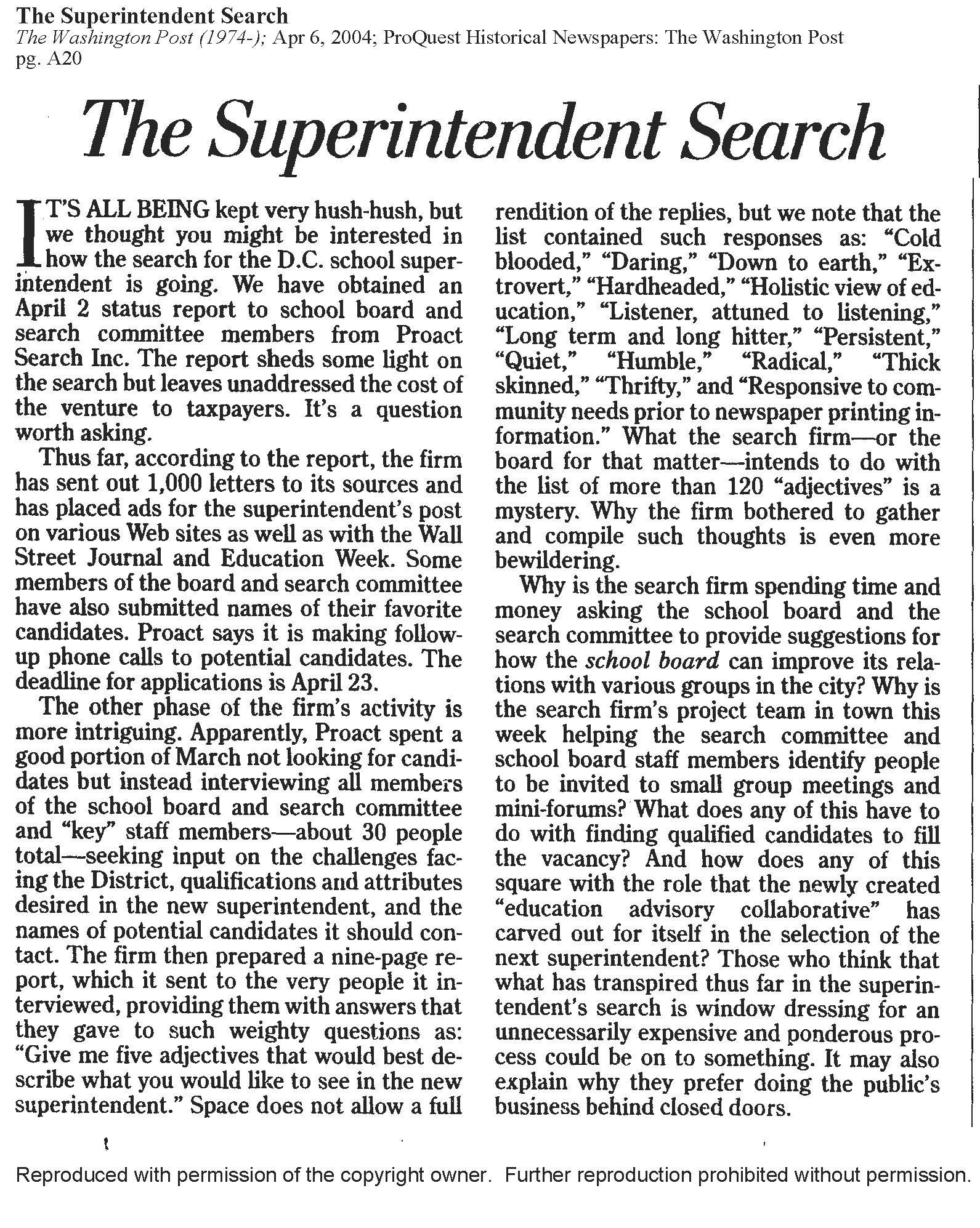 The Superintendent Search