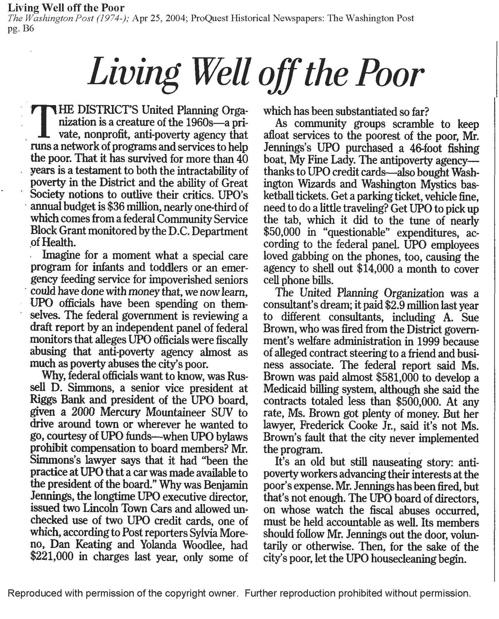 Living Well off the Poor