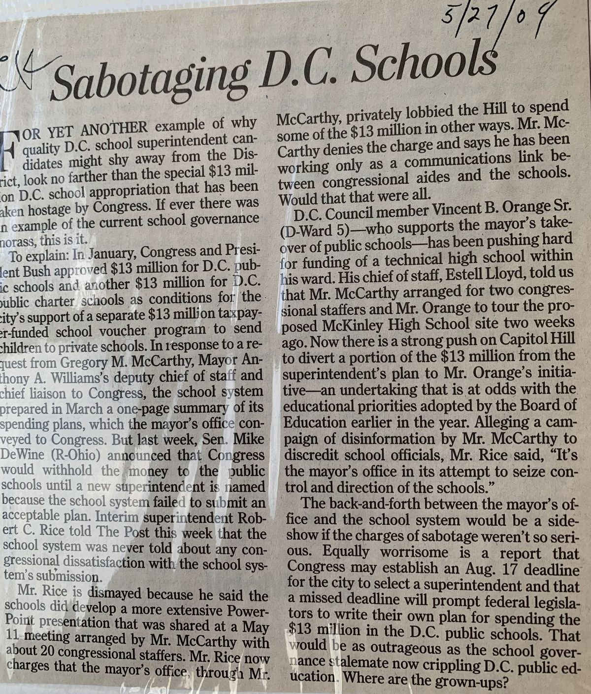 Sabotaging D.C. Schools