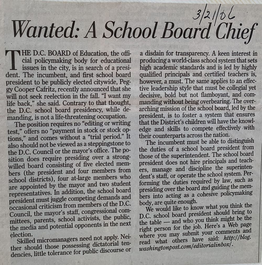 Wanted: A School Board Chief