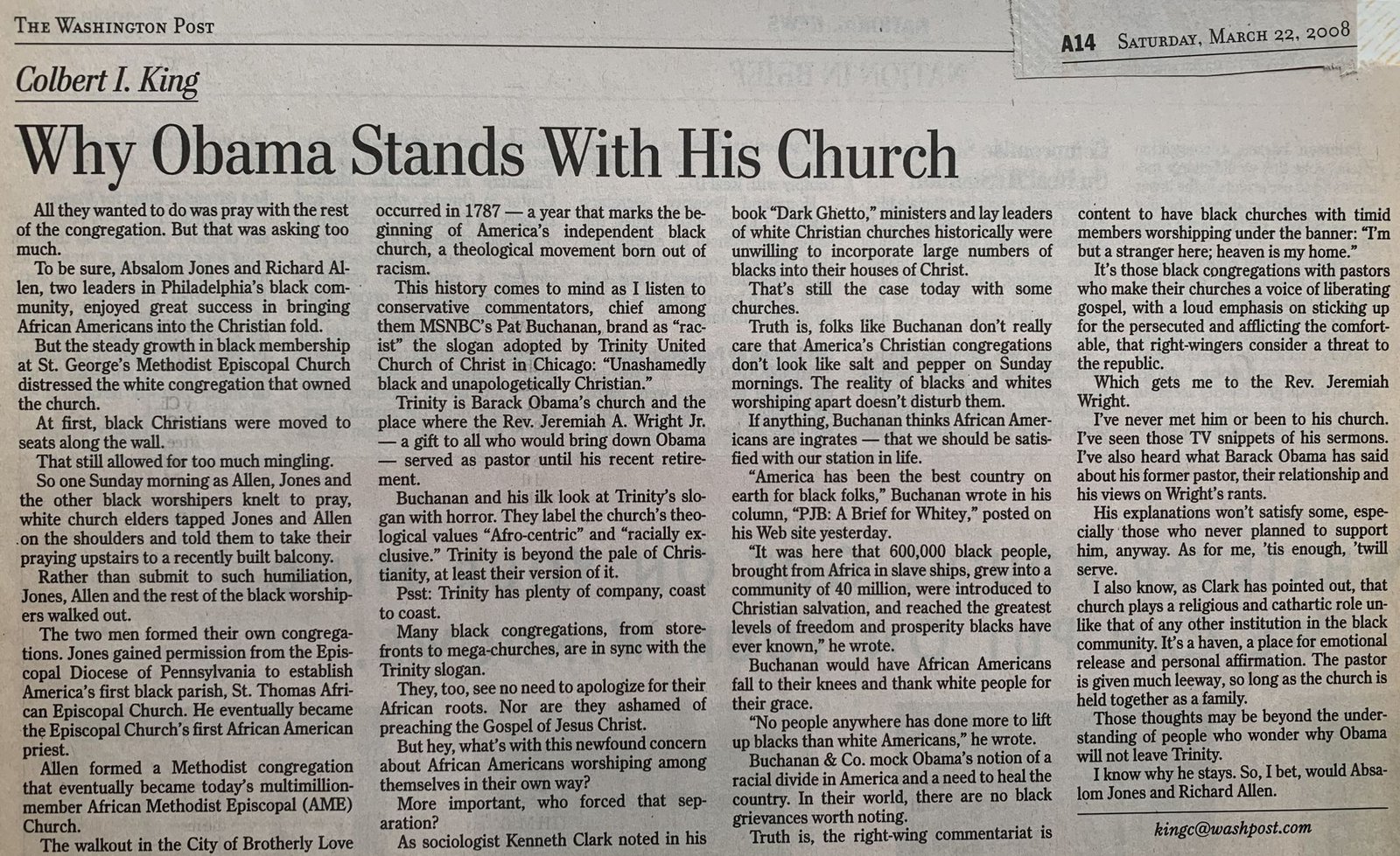 Why Obama Stands With His Church