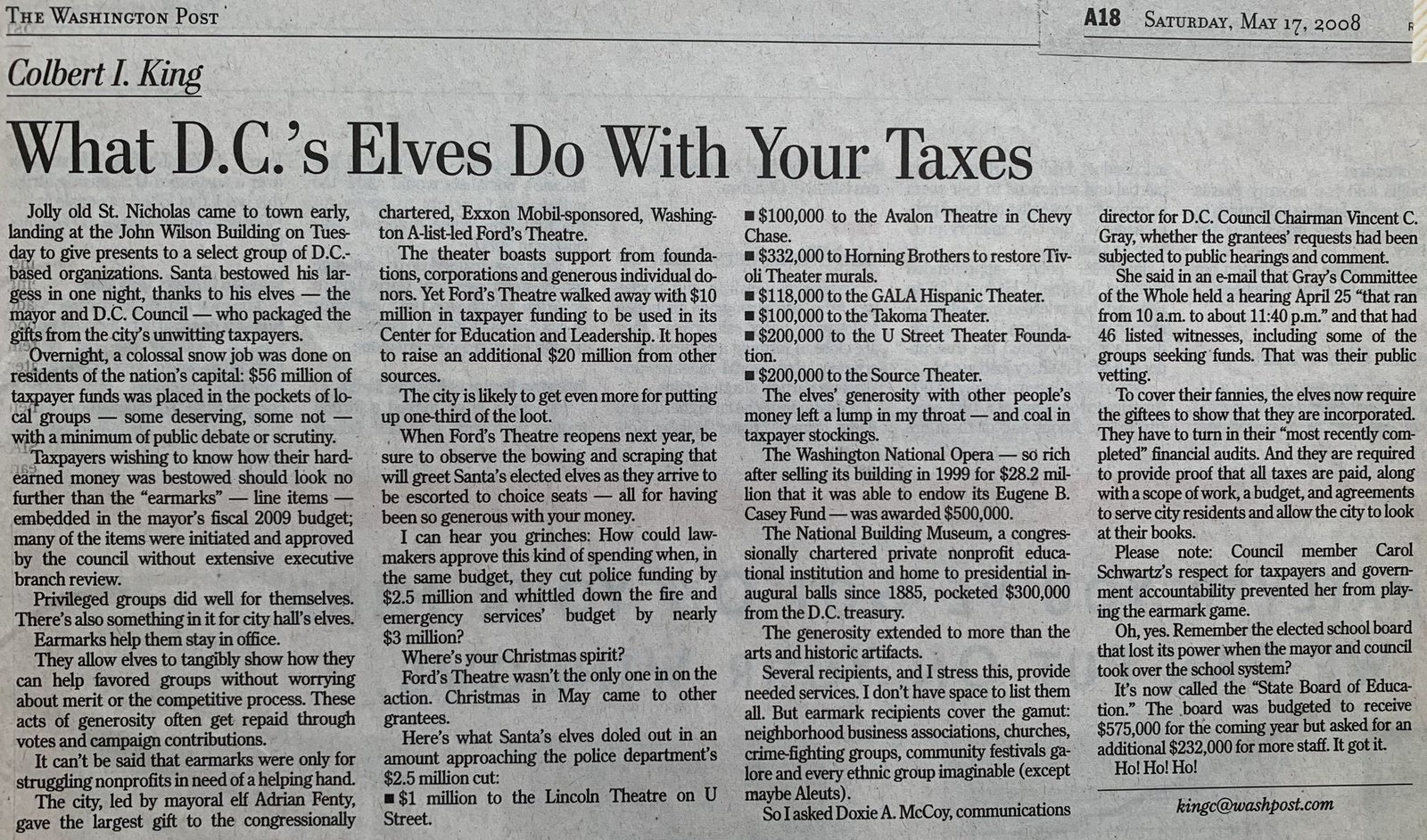 What D.C.'s Elves Do With Your Taxes