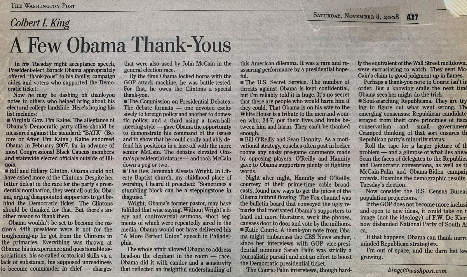 A Few Obama Thank-Yous