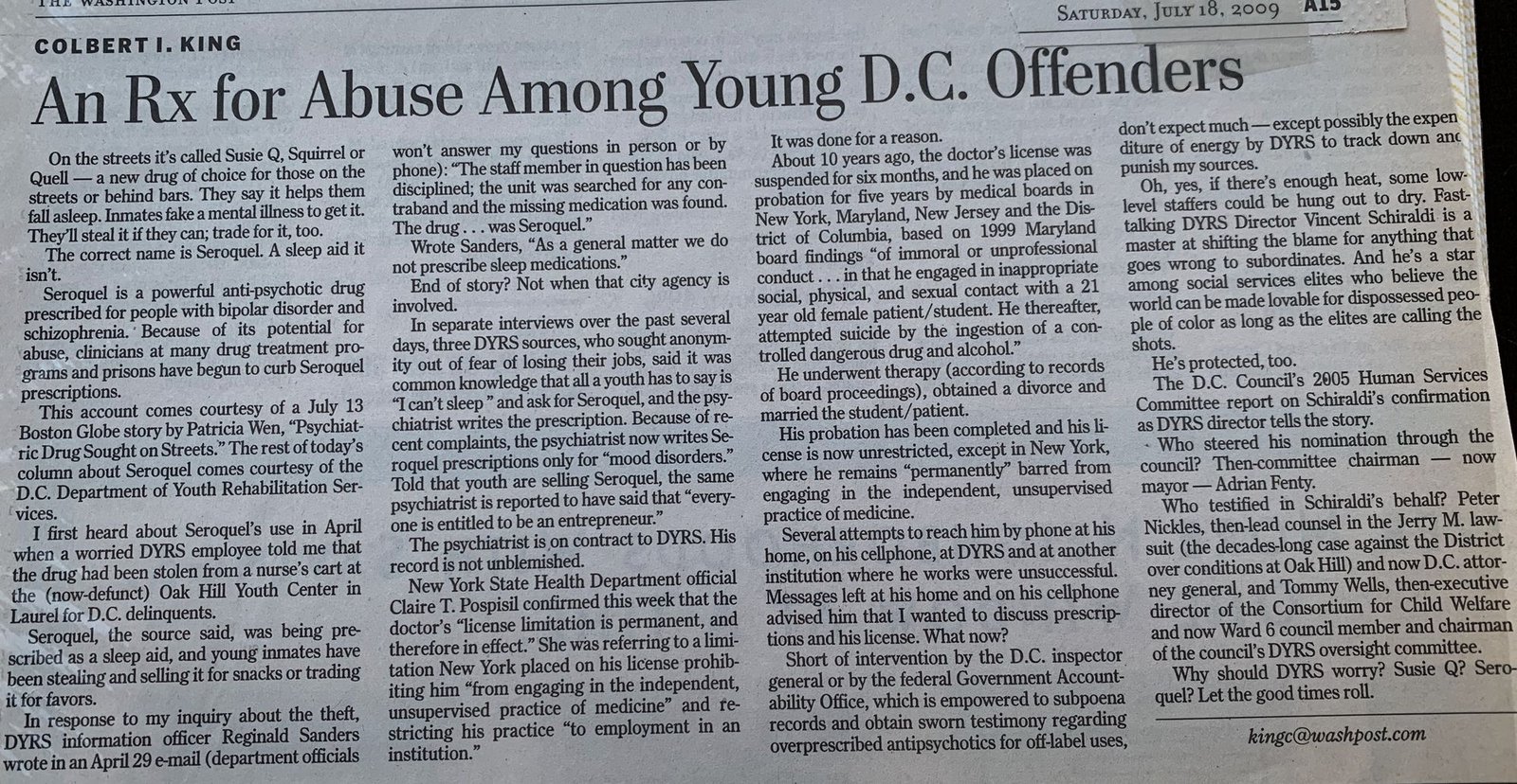 An Rx for Abuse Among Young D.C. Offenders