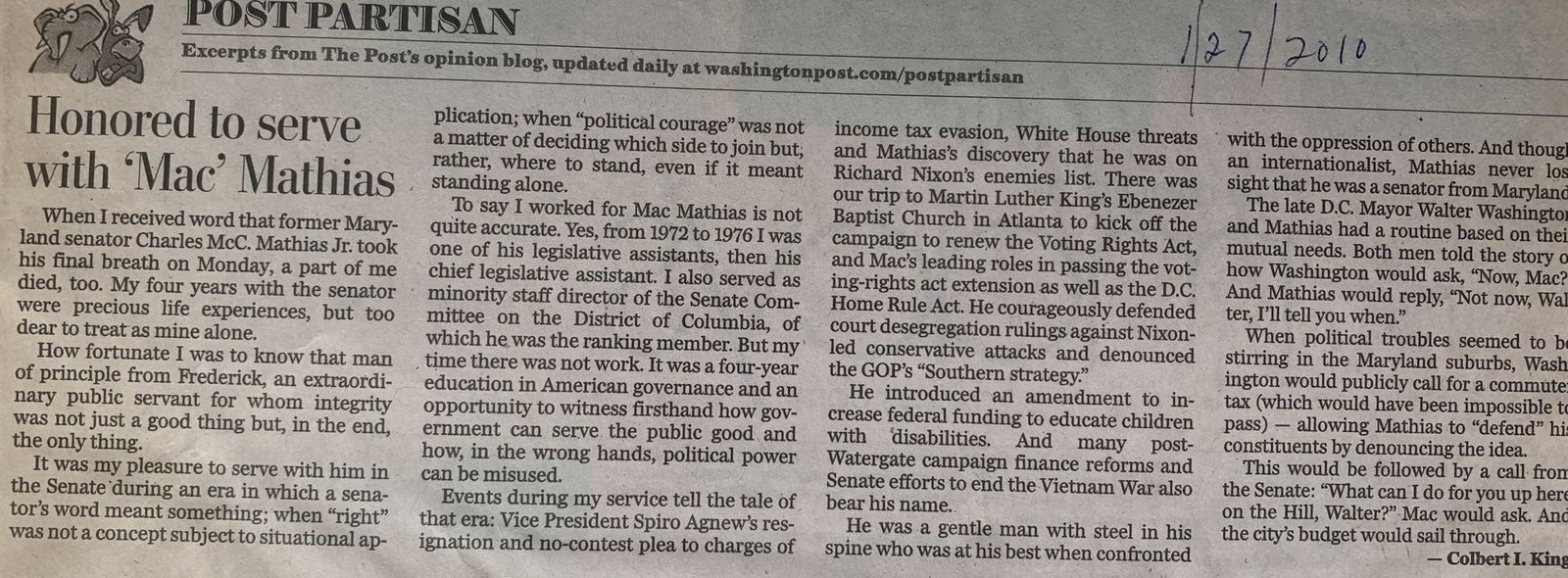 Honored to serve with 'Mac' Mathias