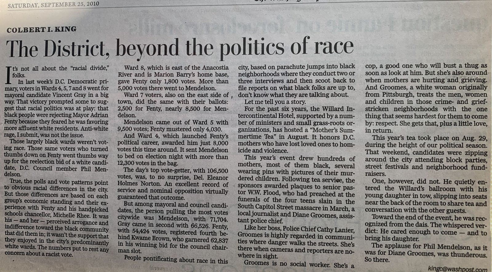 The District, beyond the politics of race