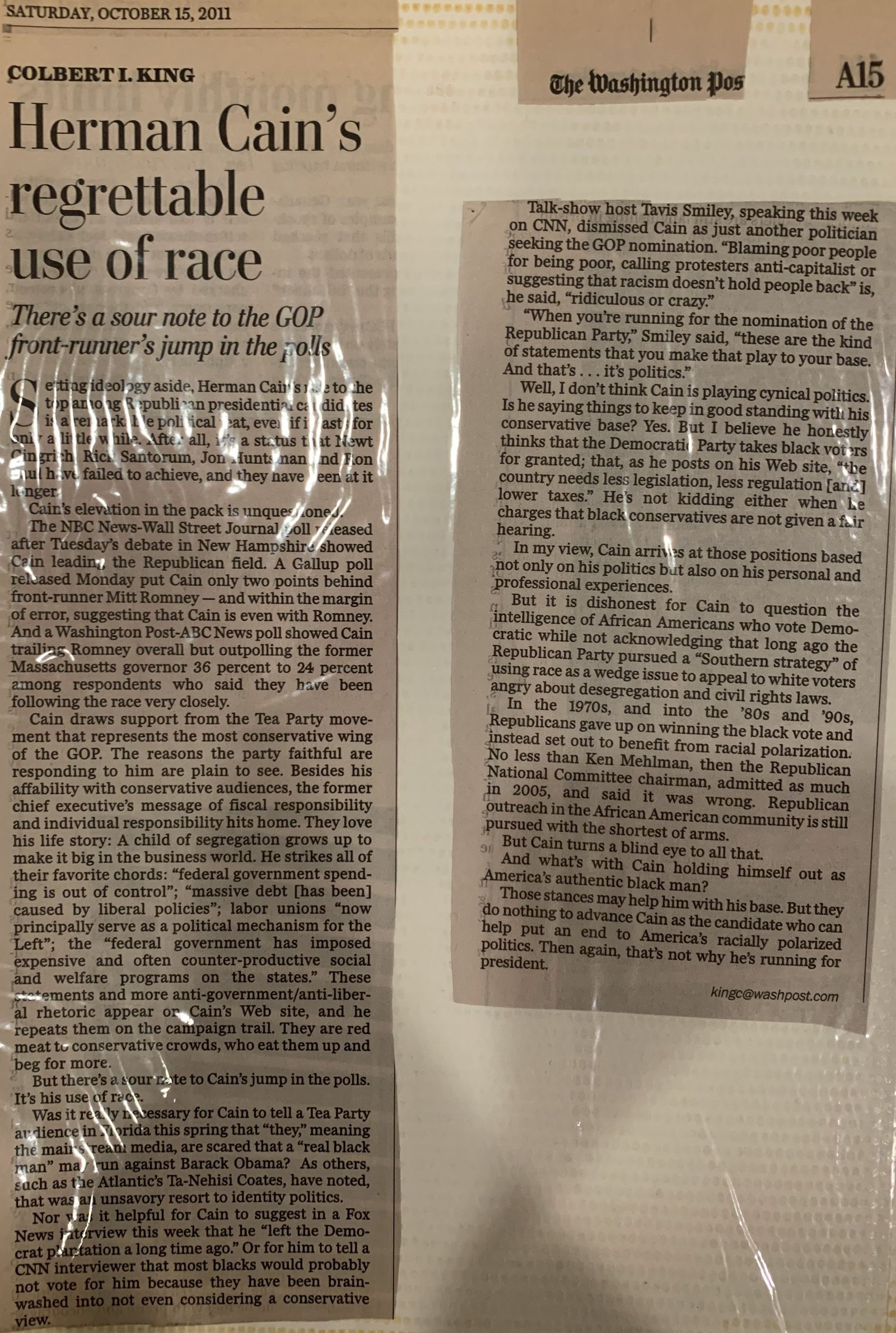 Herman Cain's regrettable use of race