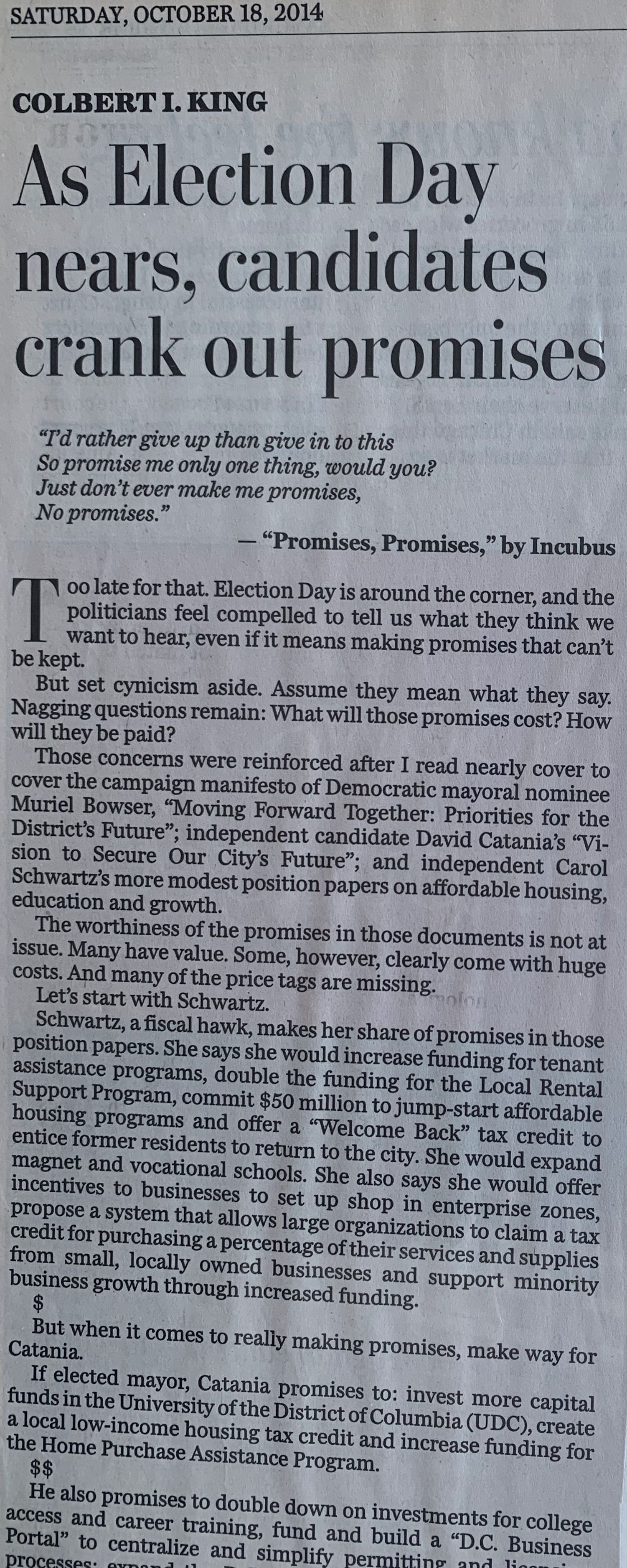 As Election Day nears, candidates crank out promises