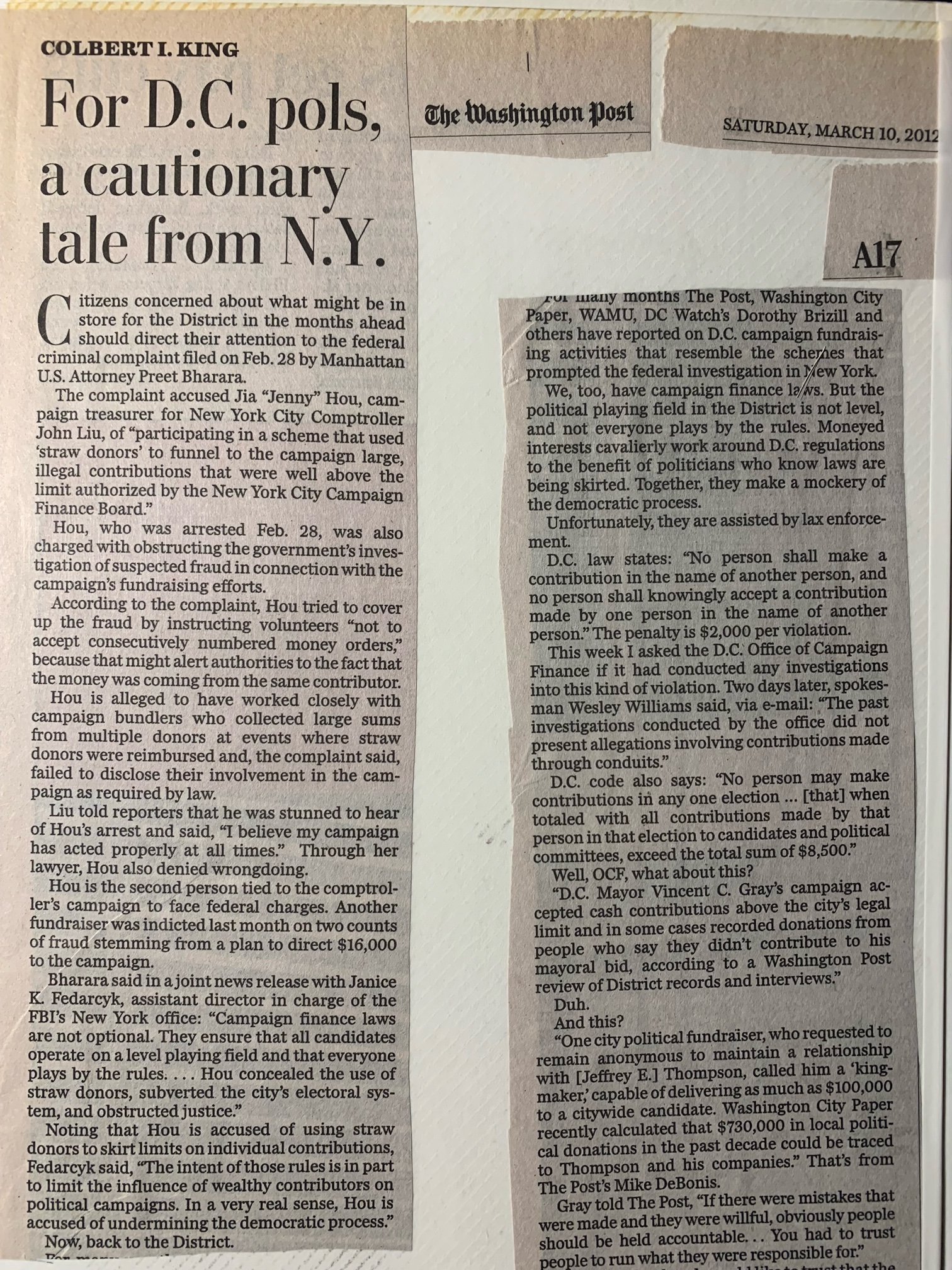 For D.C. pols, a cautionary tale from N.Y.